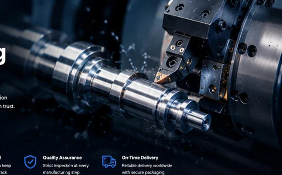 CNC lathe machining a precision metal shaft